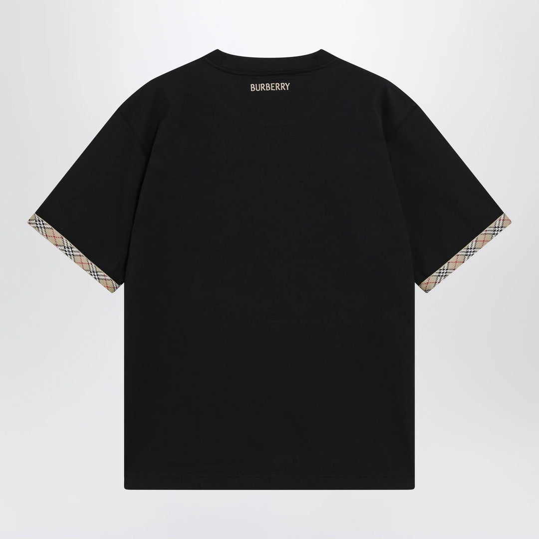 Burberry - Cotton jersey T-shirt with Check trim in black