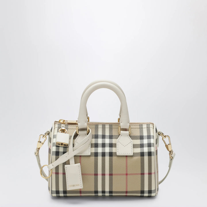 Burberry - Mini Vintage Check bowling bag in coated cotton beige
