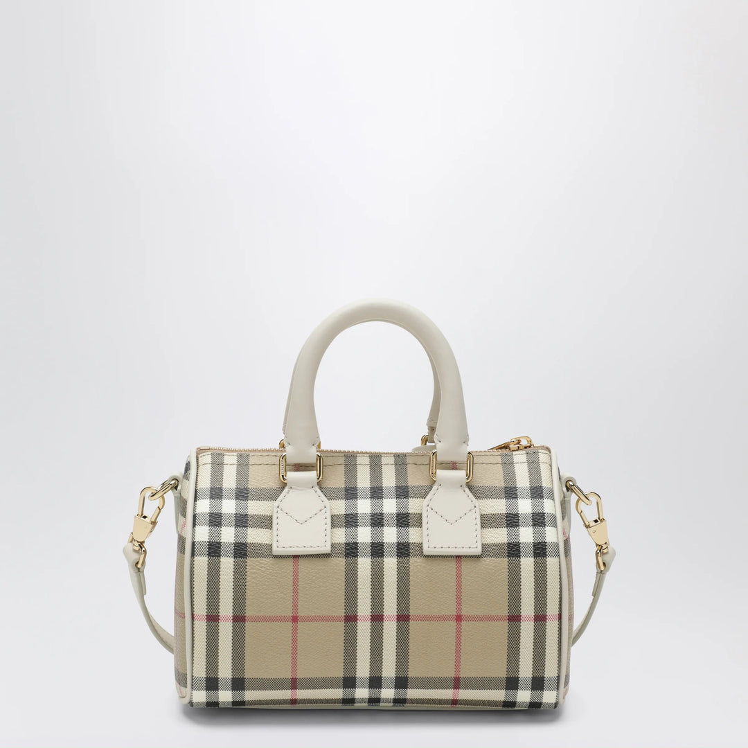 Burberry - Mini Vintage Check bowling bag in coated cotton beige
