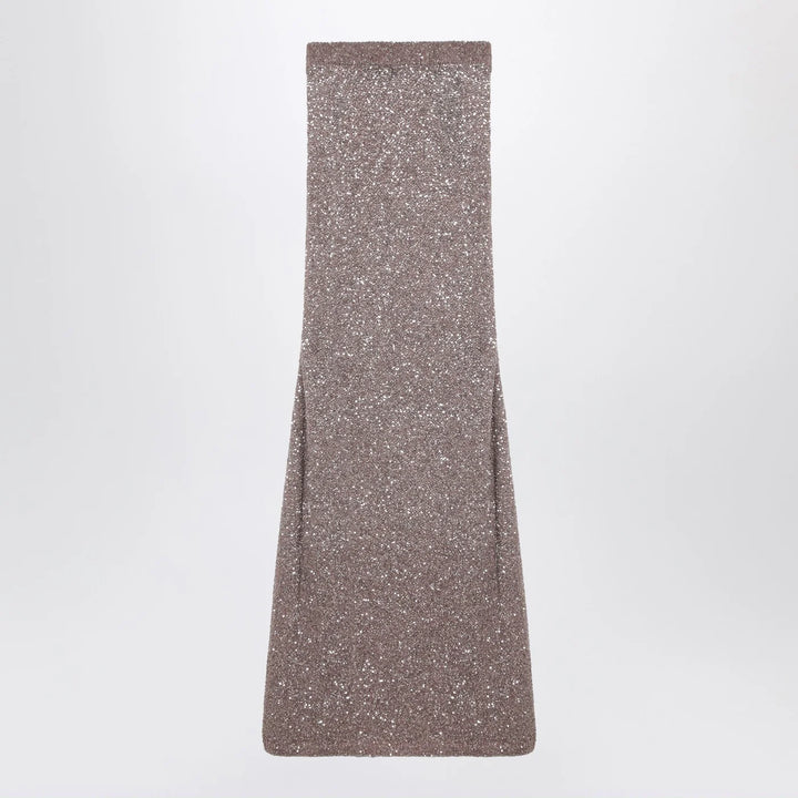 Balenciaga - Light brown/silver maxi skirt with sequins