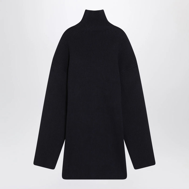 Balenciaga - Pinched navy mini dress in wool and cotton