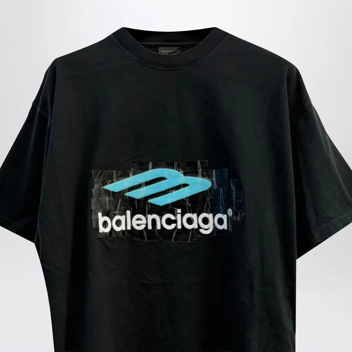 Balenciaga - Oversized washed black 3B T-shirt