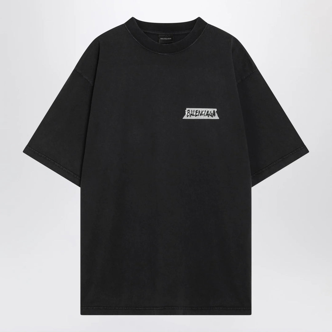 Balenciaga - Black washed Masking Tape T-shirt with medium fit