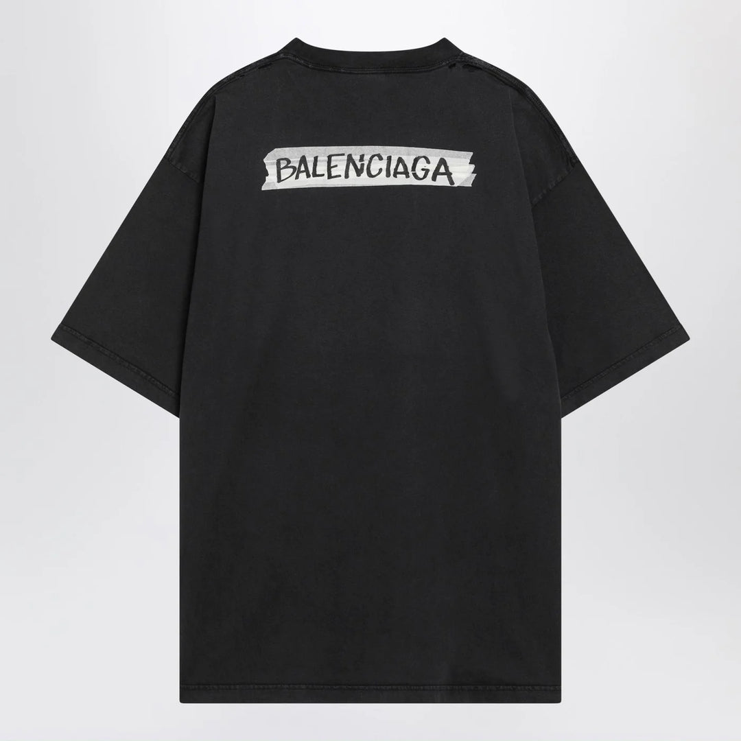 Balenciaga - Black washed Masking Tape T-shirt with medium fit