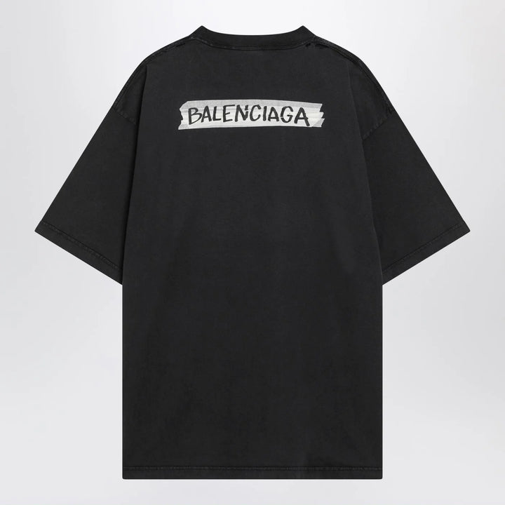 Balenciaga - Black washed Masking Tape T-shirt with medium fit