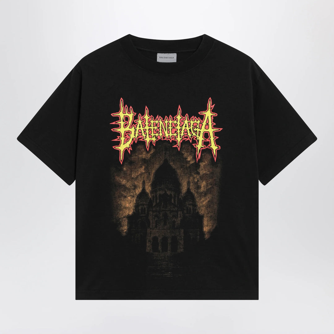 Balenciaga - Sacré Cœur print medium-fit cotton T-shirt in black