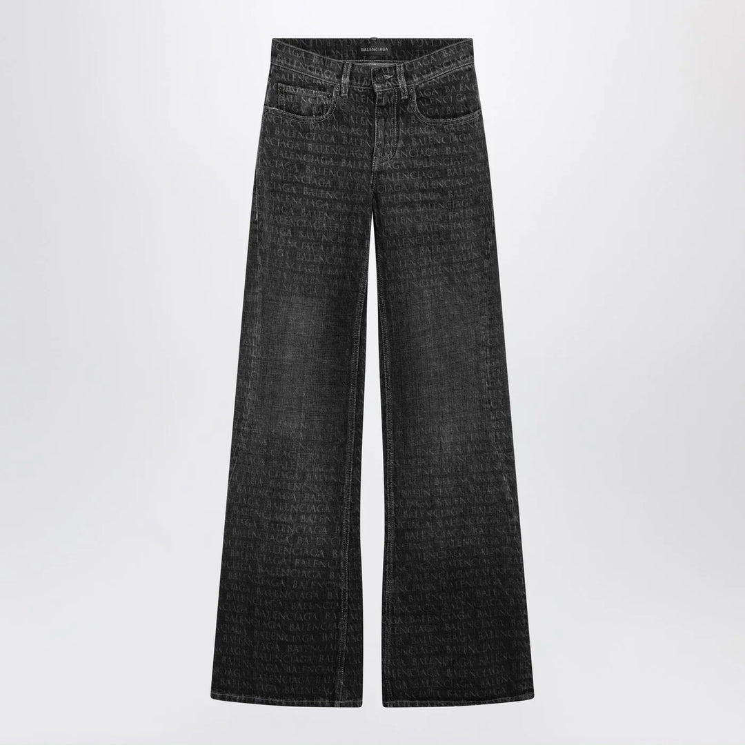 Balenciaga - Black washed jeans with jacquard logos
