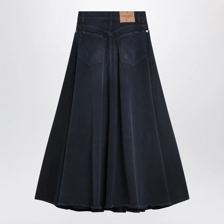 Balenciaga - Navy blue maxi godet denim skirt