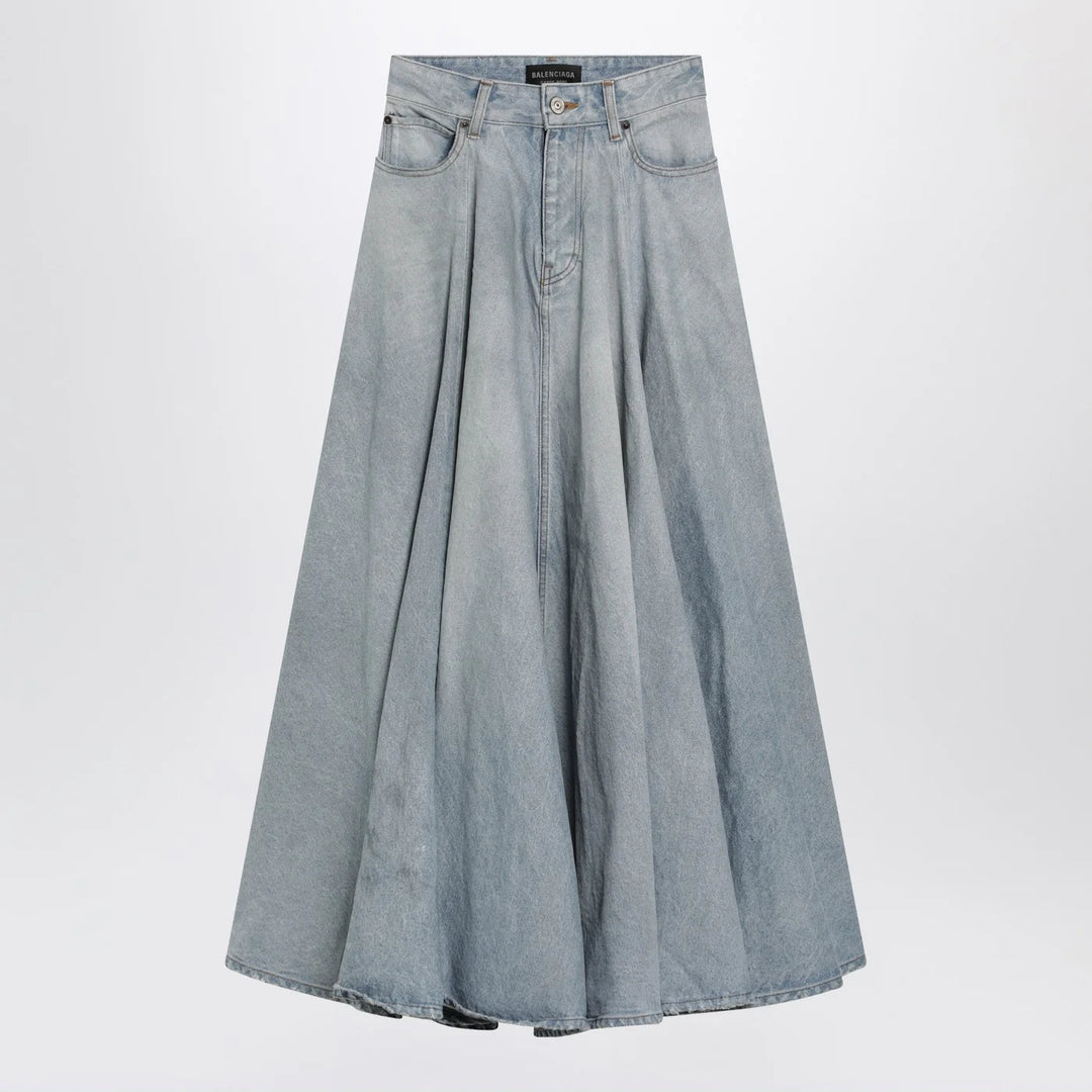 Balenciaga - Light blue maxi godet denim skirt