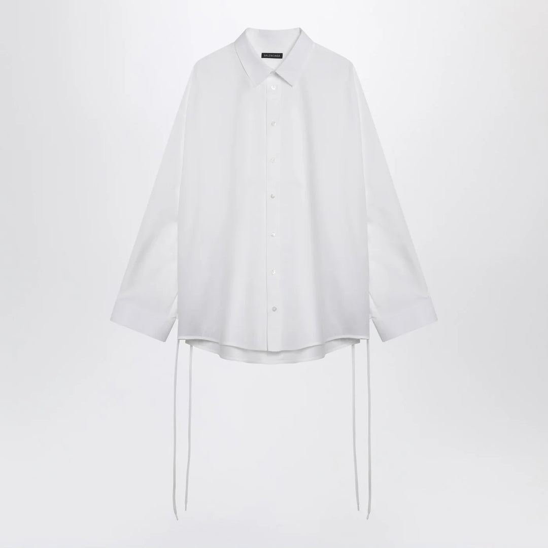 Balenciaga - White cotton shirt with lace-up details