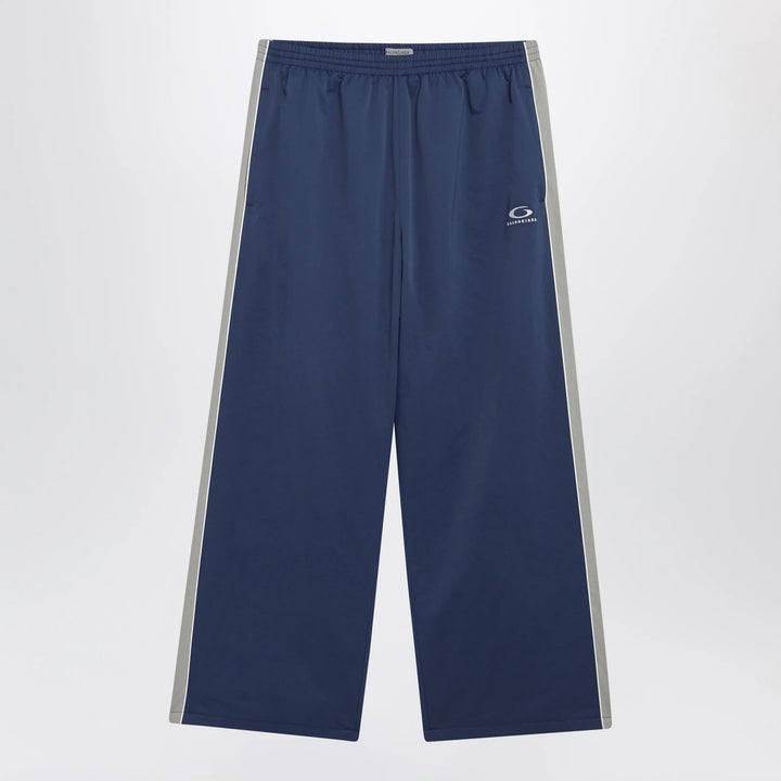 Balenciaga - Washed technical satin track pants in marine blue
