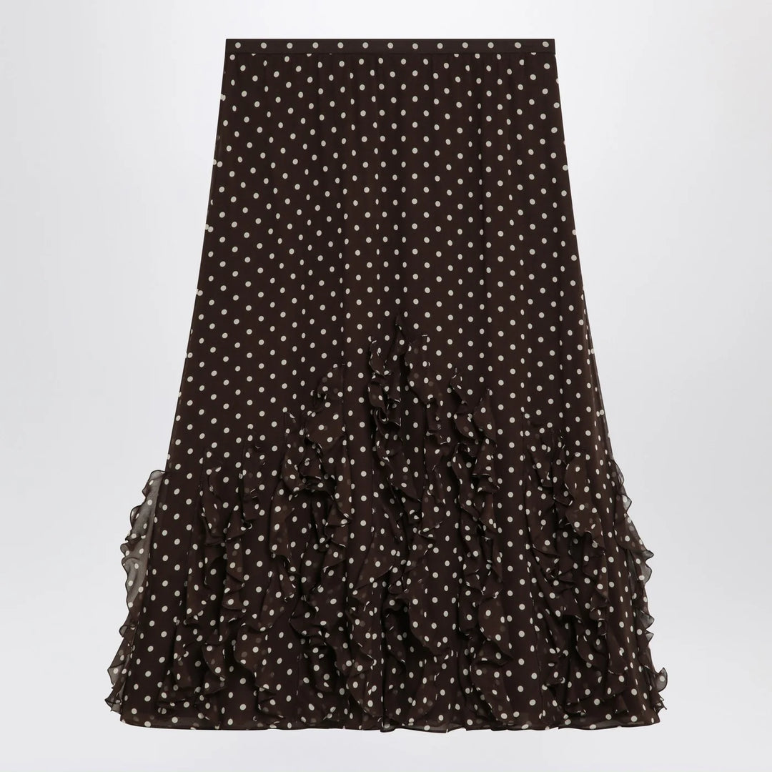 Valentino - Brown silk skirt with Plusdepois motif