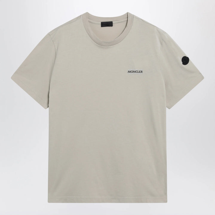 Moncler - Light beige crewneck T-shirt with logo