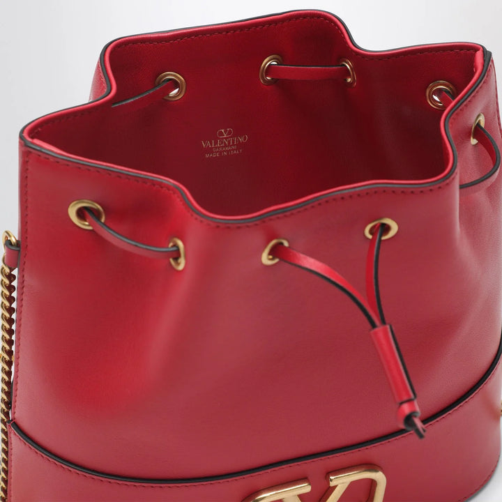 Valentino Garavani - Vlogo red leather bucket bag