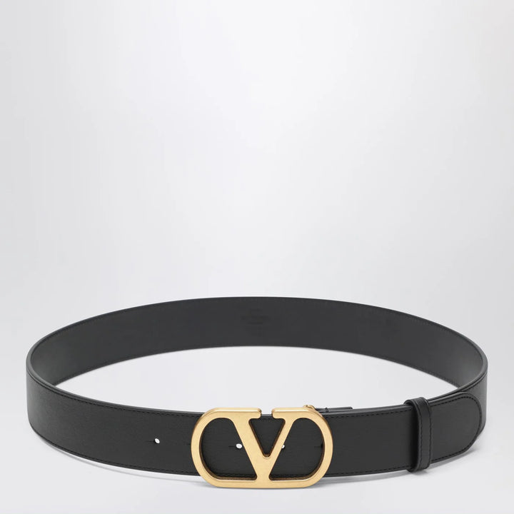 Valentino Garavani - VLogo black/gold leather belt