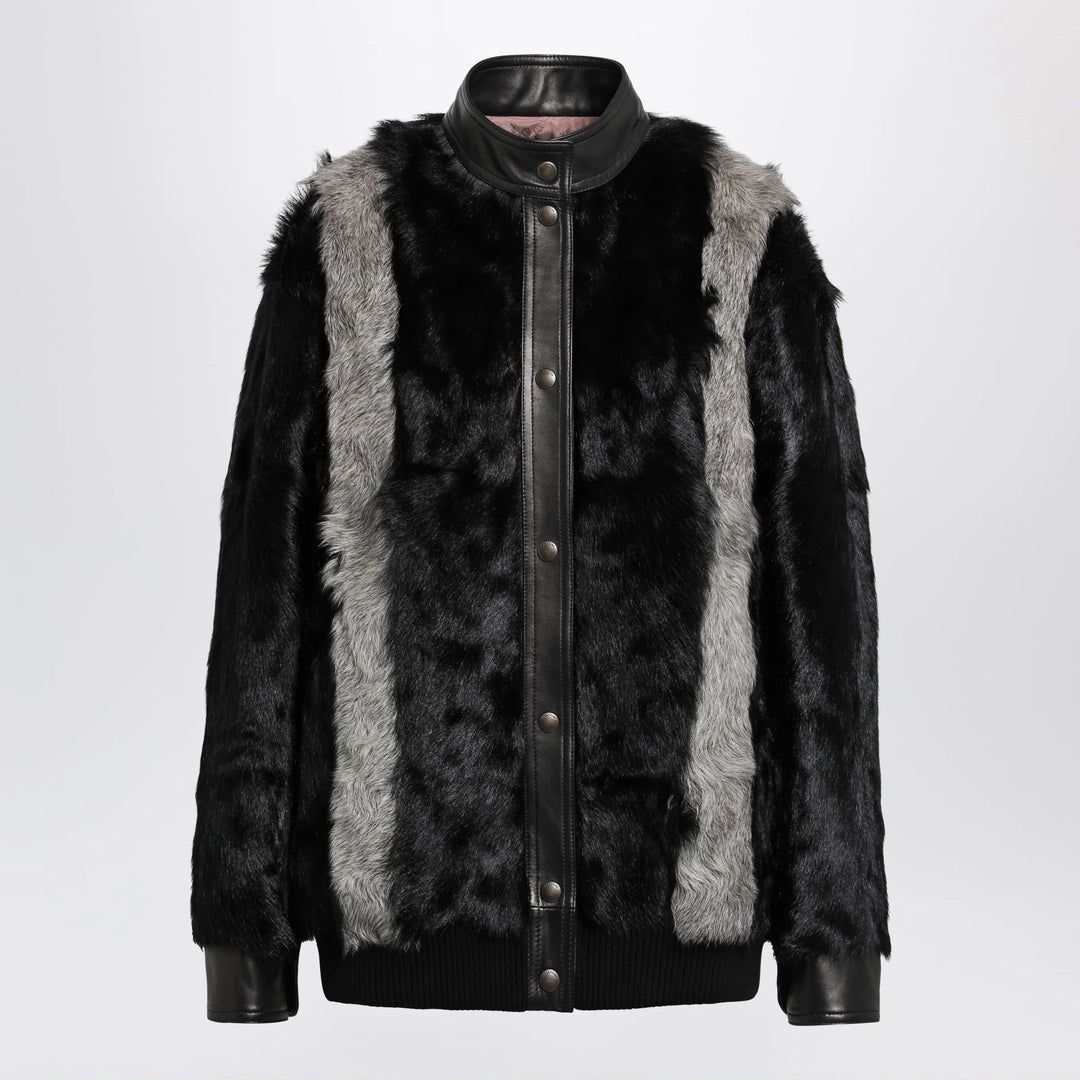 Valentino - Black/Grey shearling and leather jacket