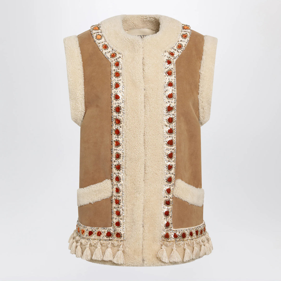 Valentino - Camel shearling and suede vest
