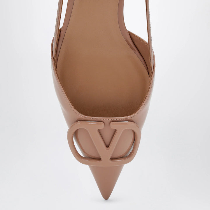 Valentino Garavani - Cinnamon pink VLogo Signature patent leather slingback pumps