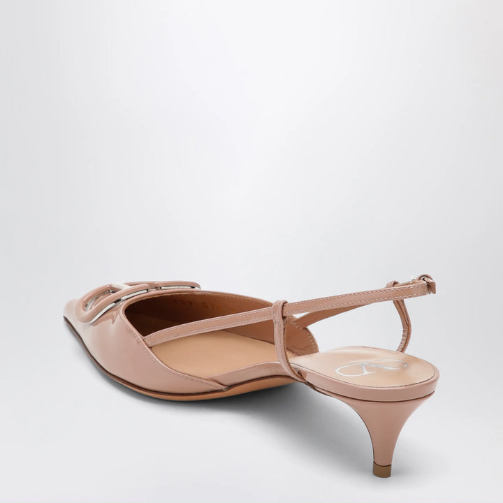 Valentino Garavani - Cinnamon pink VLogo Signature patent leather slingback pumps