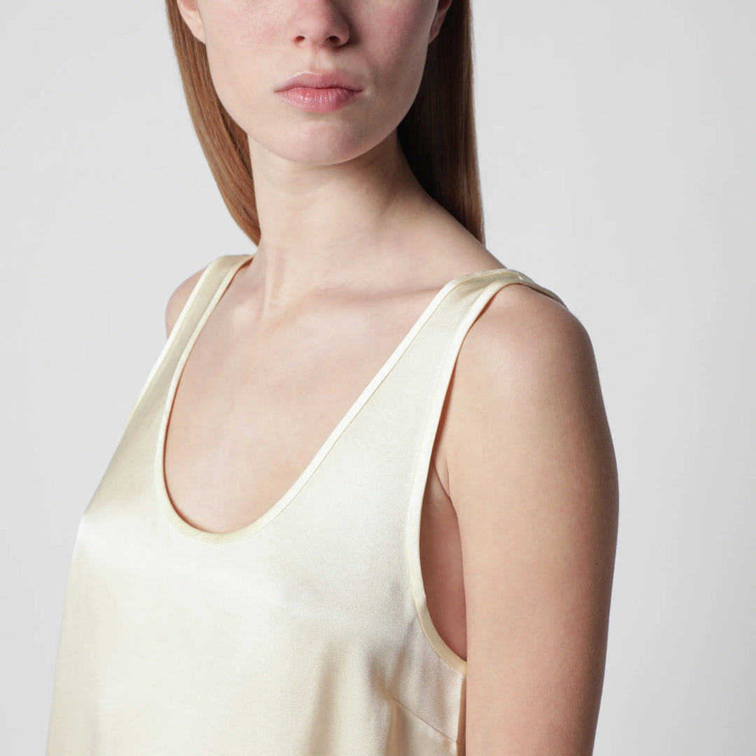 ANINE BING - Lea top in butter-colored silk