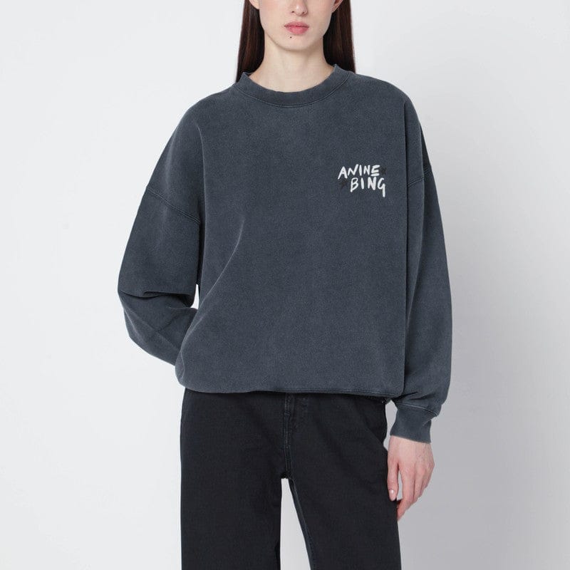 Shirts & Tops ANINE BING - Black washed oversized sweatshirt with logo - XS Brand