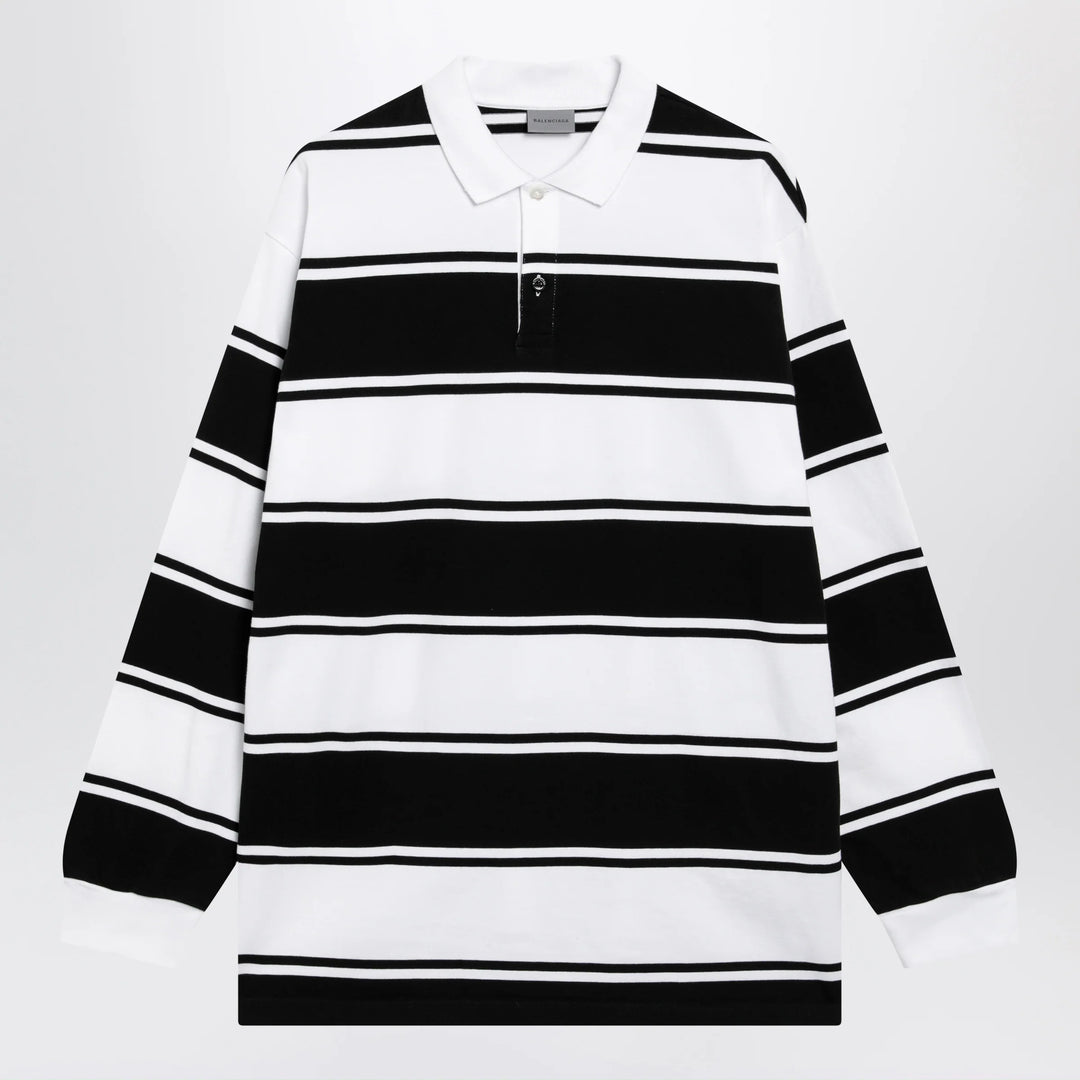 Balenciaga - Black/white striped cotton polo shirt