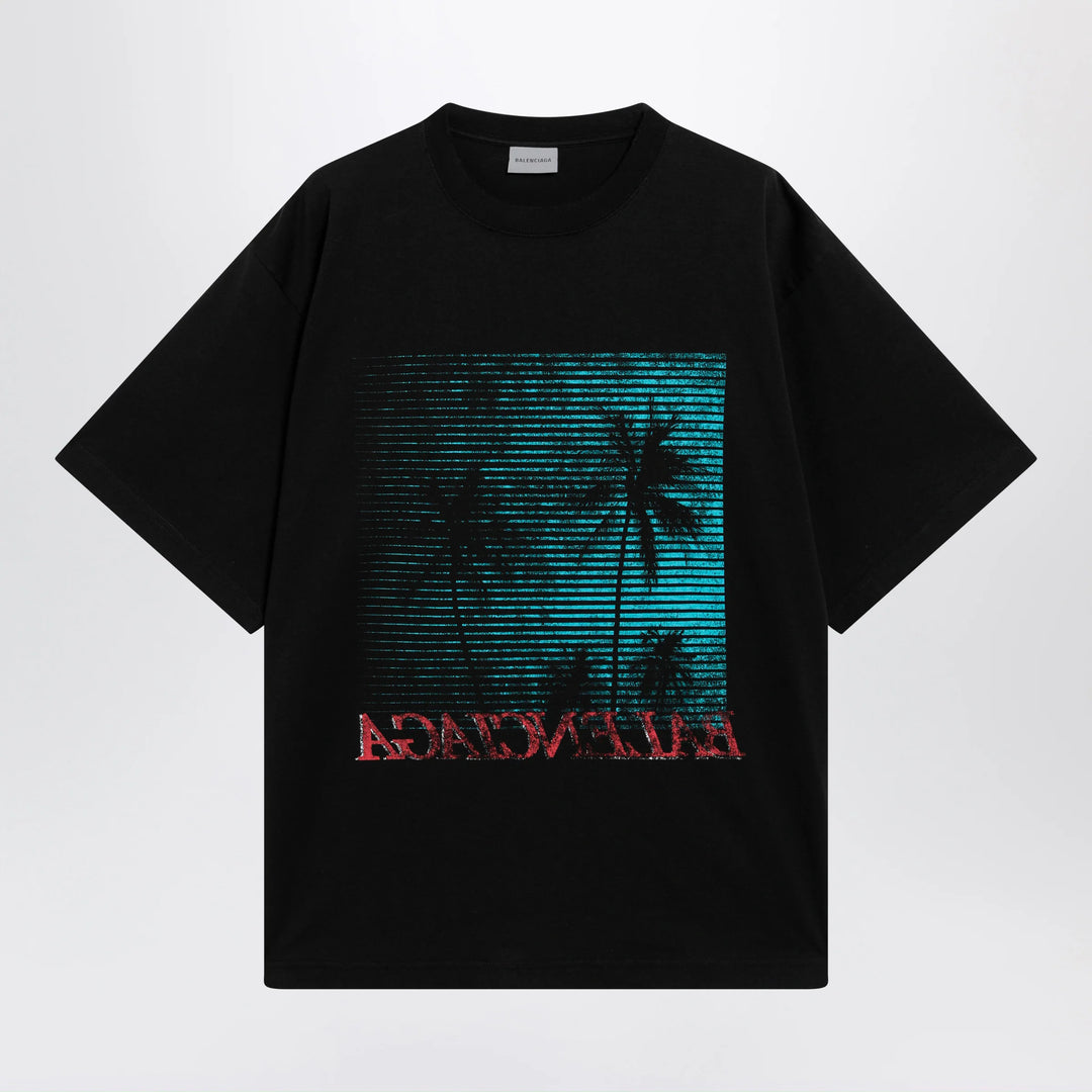 Balenciaga - Holiday graphic print cotton T-shirt in black