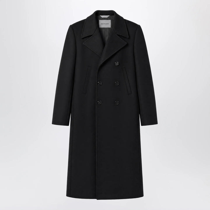 Balenciaga - Long double-face tailored coat in black cotton