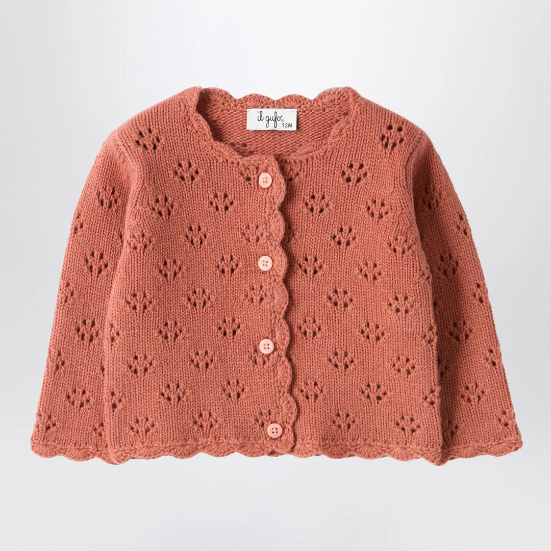 Il Gufo - Pink cardigan with openwork pattern