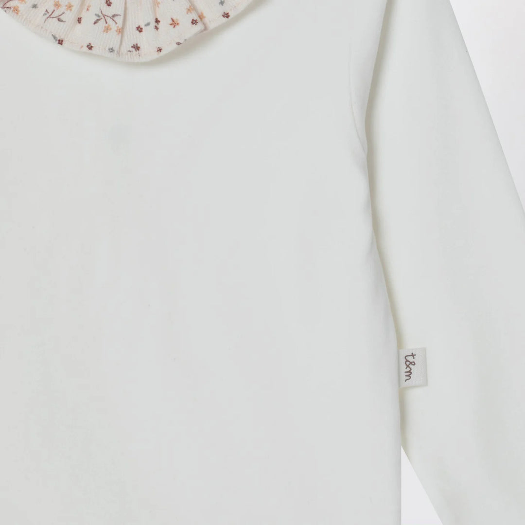 Teddy &amp; Minou - White bodysuit with neckline and floral print