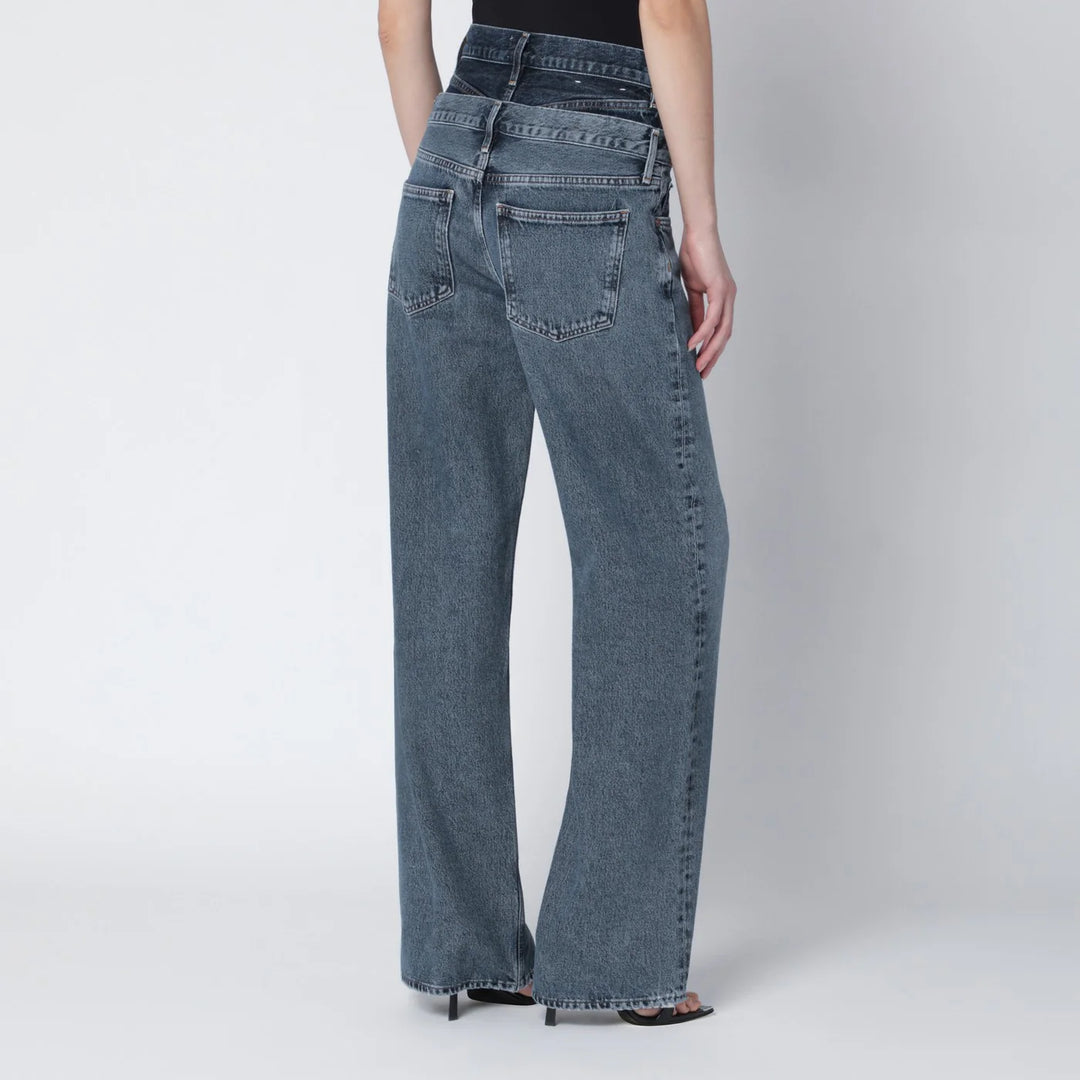 AGOLDE - Elson jeans with double waistband in dark/light indigo