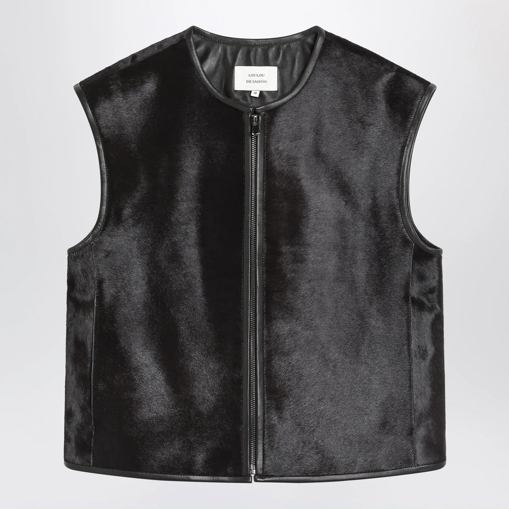 LouLou De Saison - Brown Ampas vest in pony-effect leather Brand Vests 36  FR