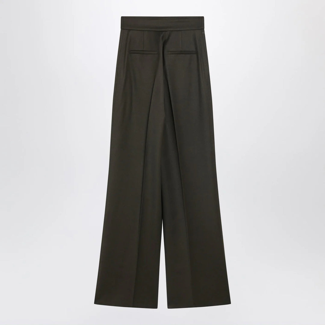Max Mara - Moss green wide-leg wool trousers