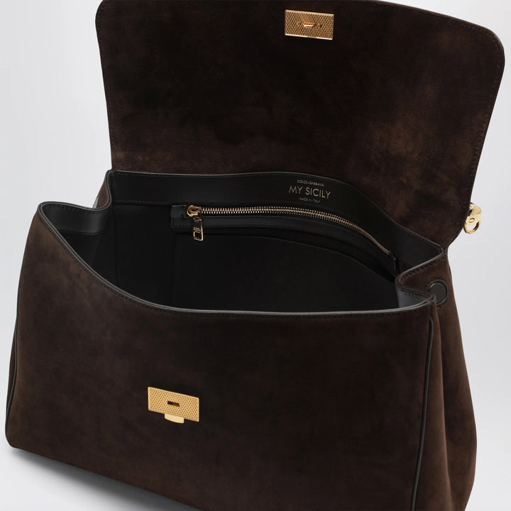 Dolce&amp;Gabbana - My Sicily large ebony brown suede bag