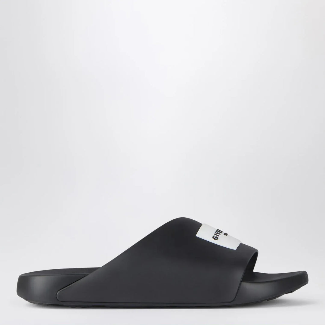 Givenchy - Black rubber Label Slide flat mules Brand Shoes