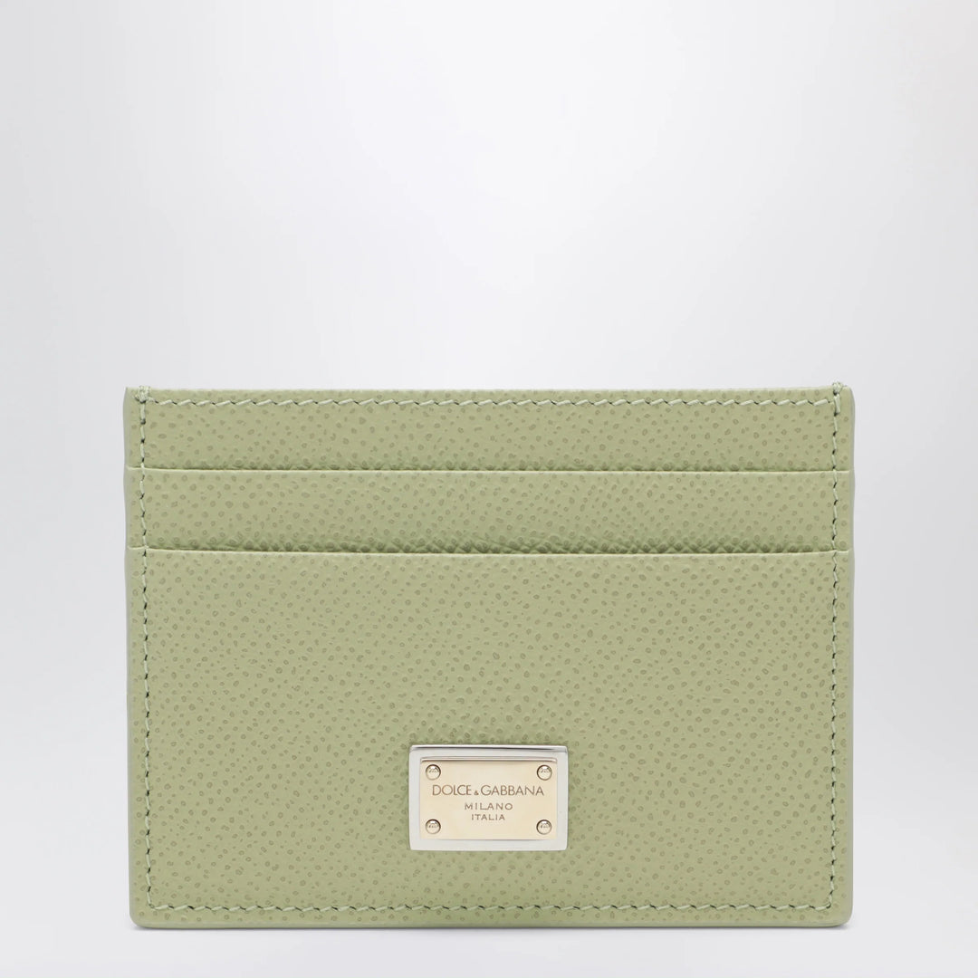 Dolce&amp;Gabbana - Sage green Dauphine leather card holder