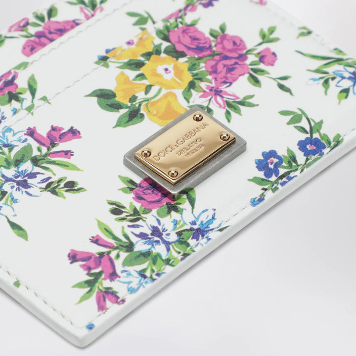 Dolce&amp;Gabbana - Printed calfskin leather card holder in off-white floral
