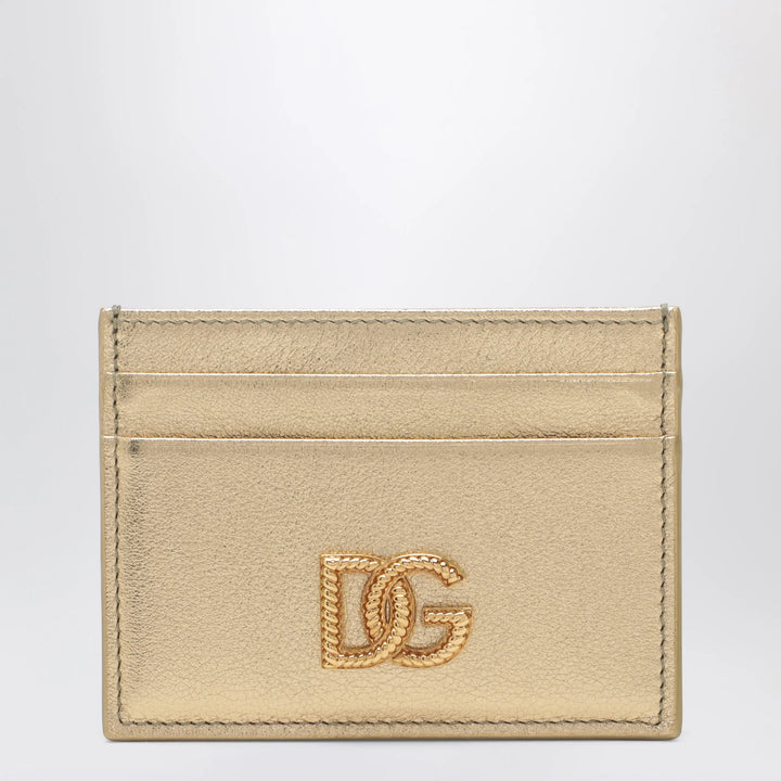 Dolce&amp;Gabbana - Laminated calfskin DG logo card holder in gold