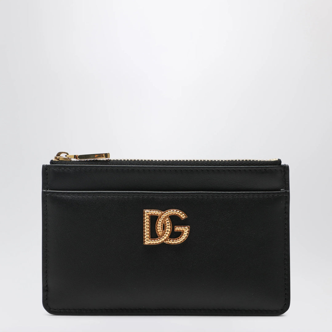 Dolce&amp;Gabbana - Calfskin leather card holder with DG logo in black