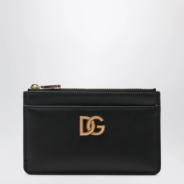 Dolce&amp;Gabbana - Calfskin leather card holder with DG logo in black