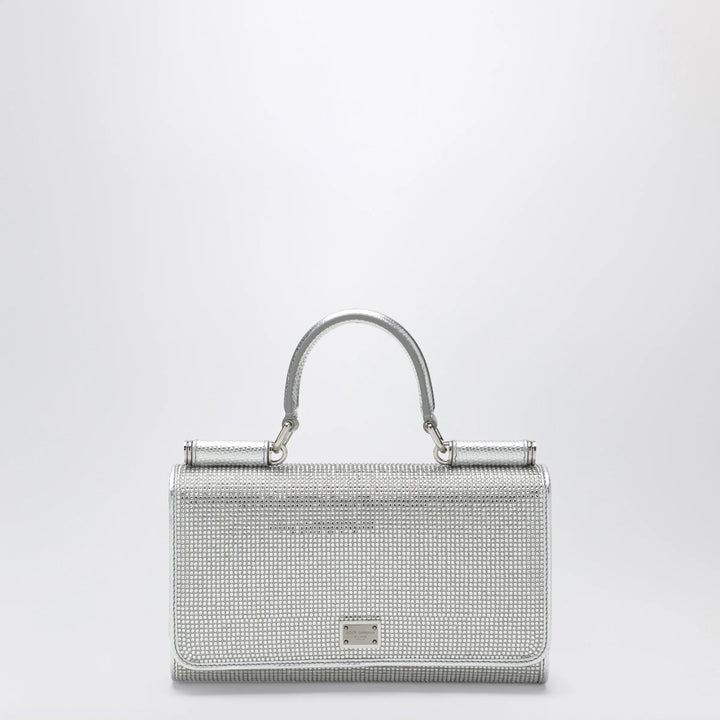 Dolce&amp;Gabbana - Satin phone bag with rhinestones in Crystal/Pearl