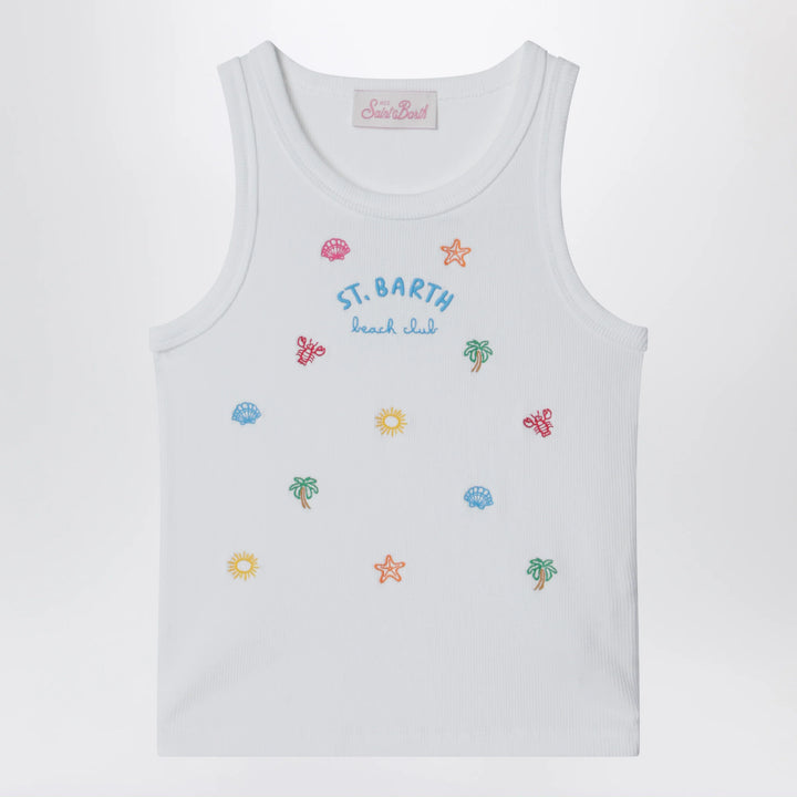 MC2 Saint Barth - White tank top with embroidered logo