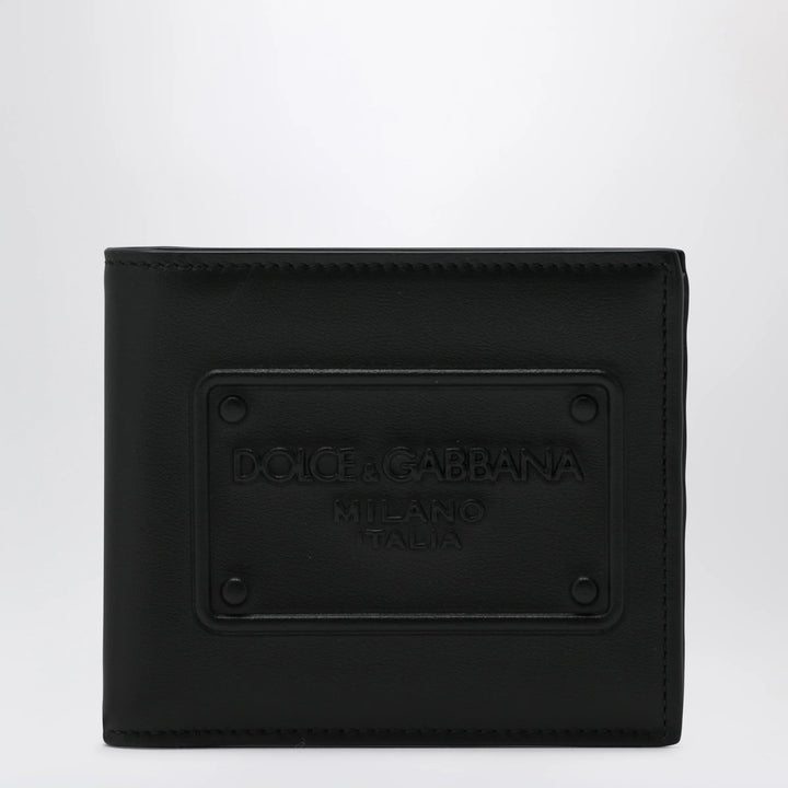 Dolce&amp;Gabbana - Black bi-fold wallet with embossed logo