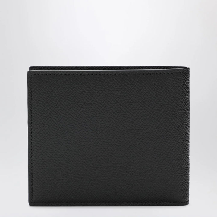 Dolce&amp;Gabbana - Black dauphine leather wallet with logo plaque