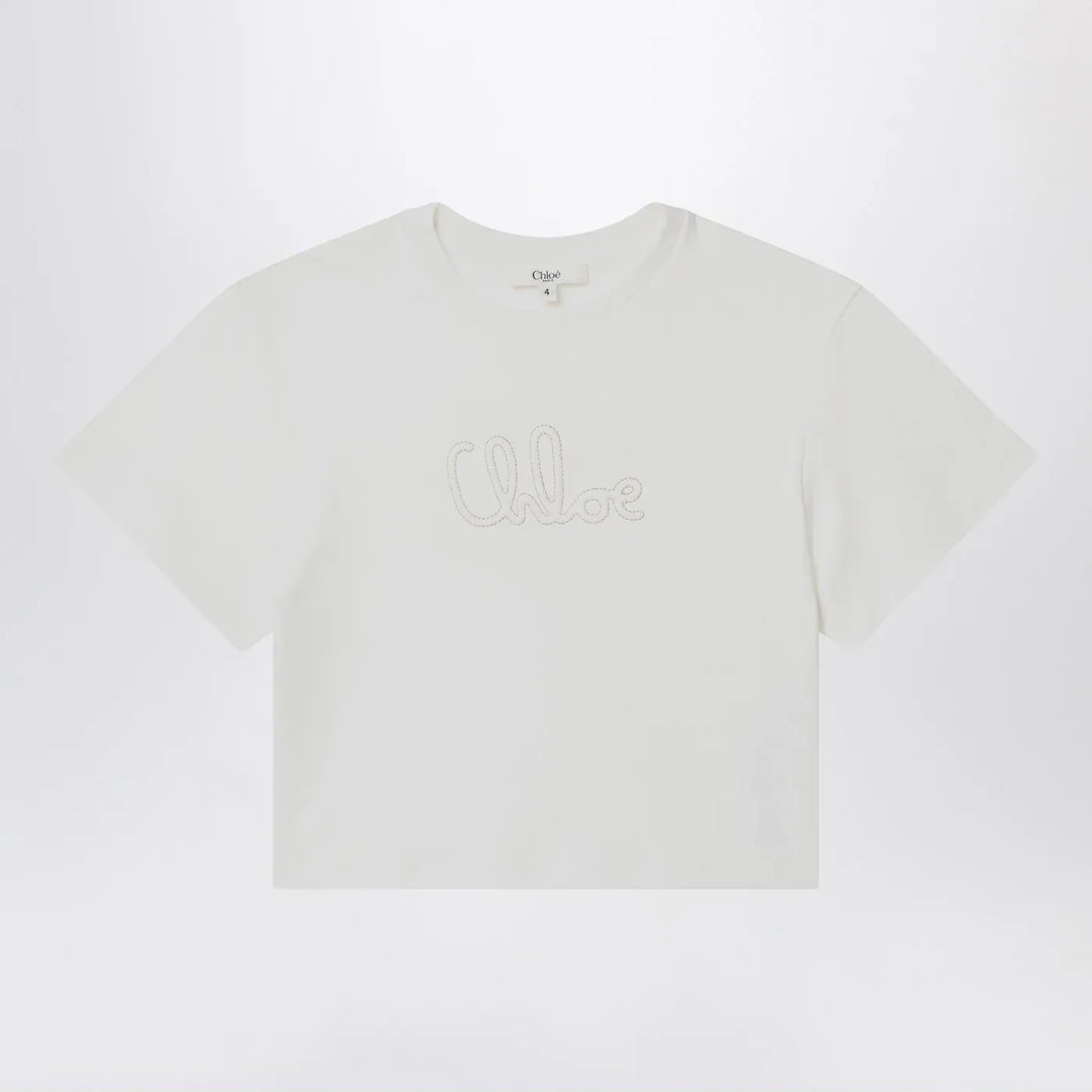 Chloé - White T-shirt with embroidered logo