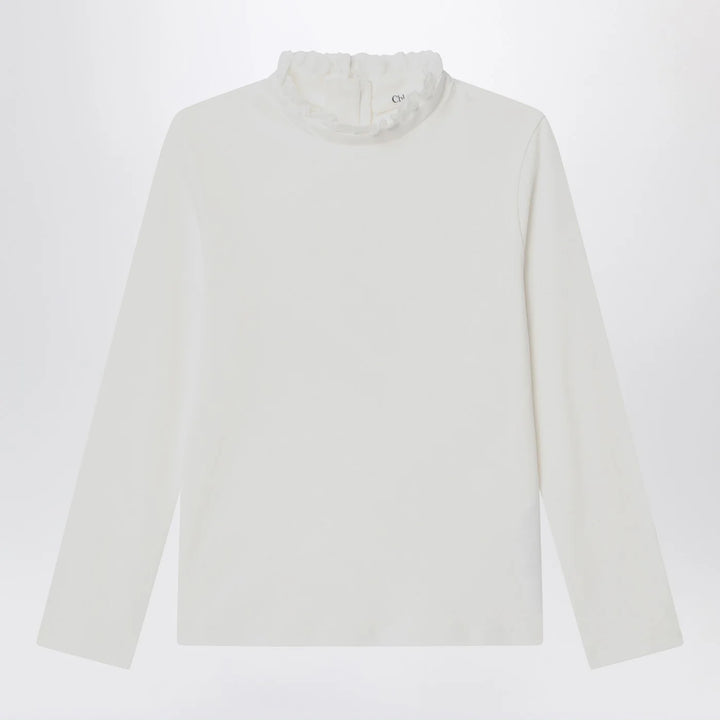 Chloé - White top with high neck and ruffles