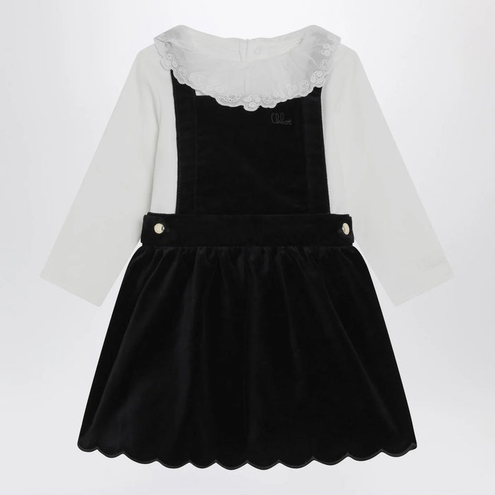 Chloé - White and blue velvet dress