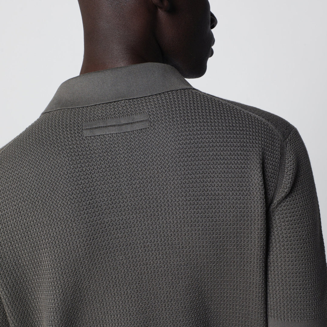 ZEGNA - Dark taupe cotton knit polo