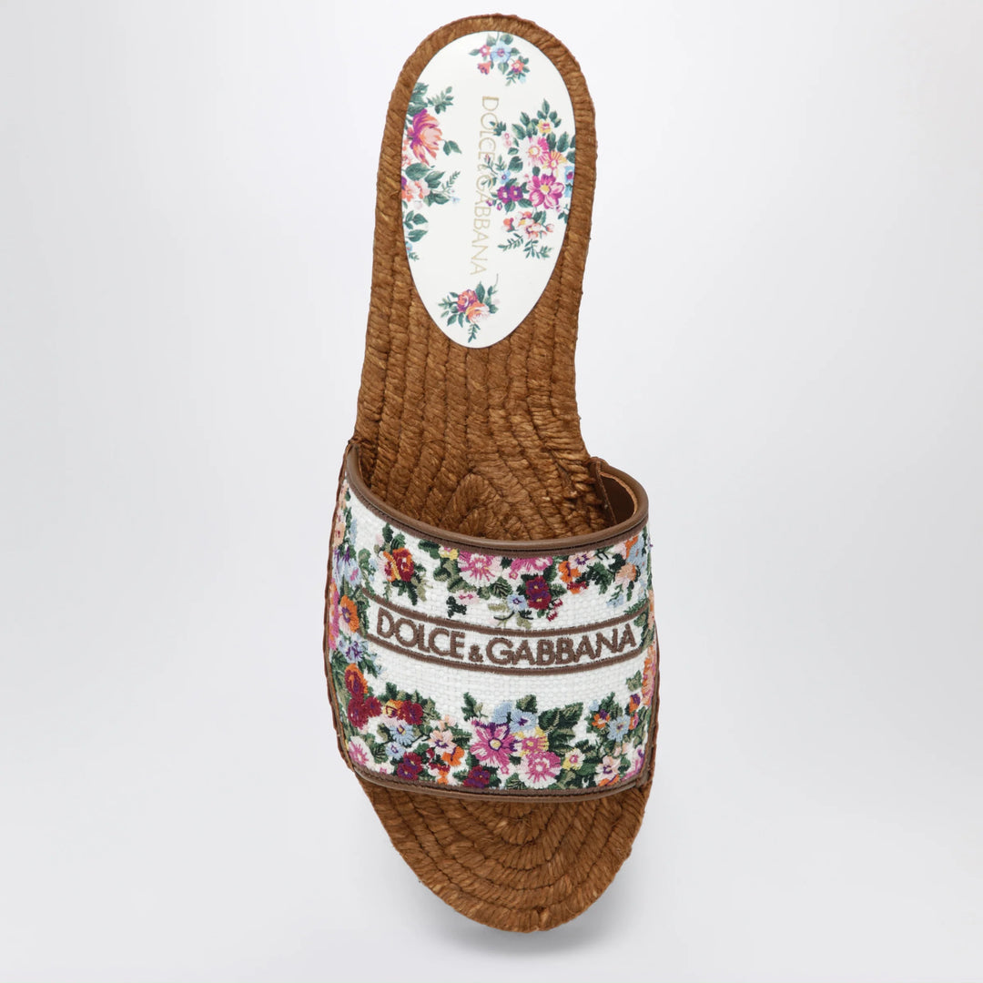 Dolce&amp;Gabbana - Fabric espadrilles with embroidered flowers, white/multicolour