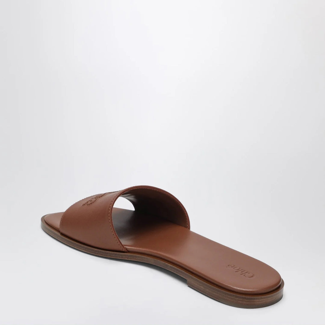 Chloé - Soleil mules in Ginger Brown leather